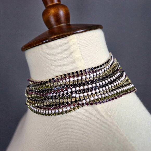 Daniel Swarovski Atelier Rare Signed Multi Strand Rainbow Choker Necklace - Picture 6 of 13